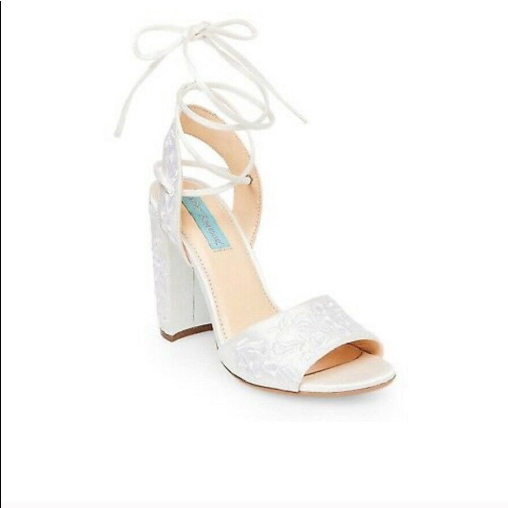 Betsey Johnson Raine Ivory Lace up Heels
